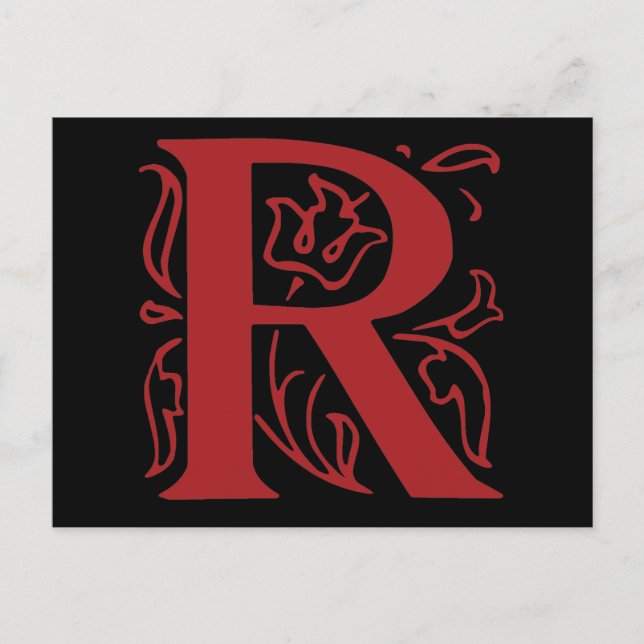 Extravaganter Buchstabe R Postkarte (Vorderseite)