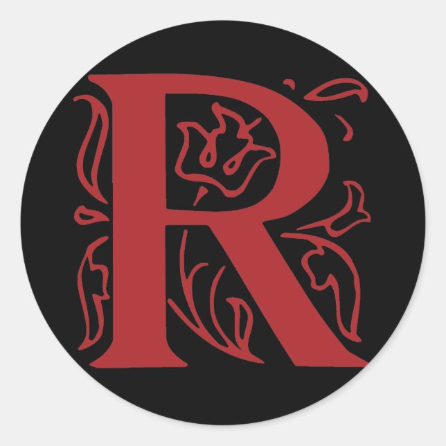 Extravaganter Buchstabe R Runder Aufkleber (Vorderseite)