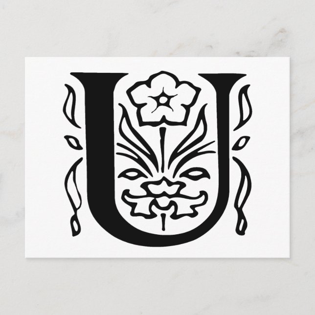 Extravaganter Buchstabe U Postkarte (Vorderseite)