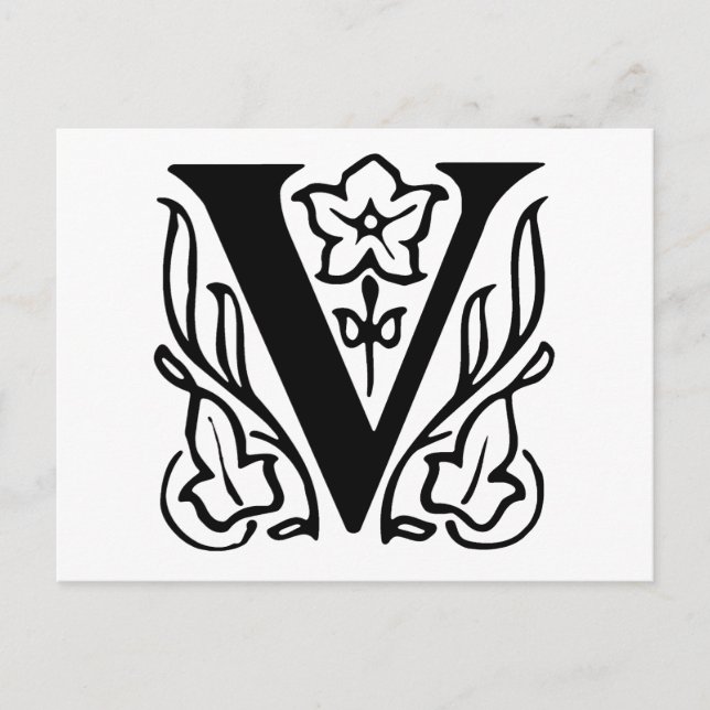 Extravaganter Buchstabe V Postkarte (Vorderseite)