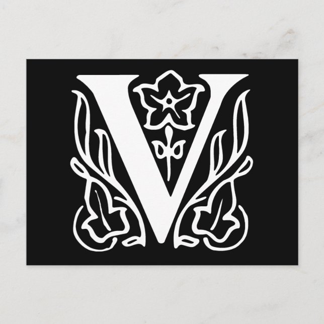 Extravaganter Buchstabe V Postkarte (Vorderseite)