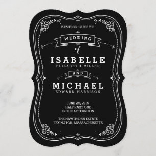 Extravaganter Chalkboard Vintage Hochzeit Einladun Einladung