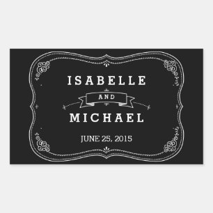 Extravaganter Chalkboard Vintage-Hochzeitsticker Rechteckiger Aufkleber