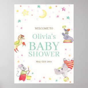 Extravaganter Circus Karneval Tiere Kinderdusche B Poster