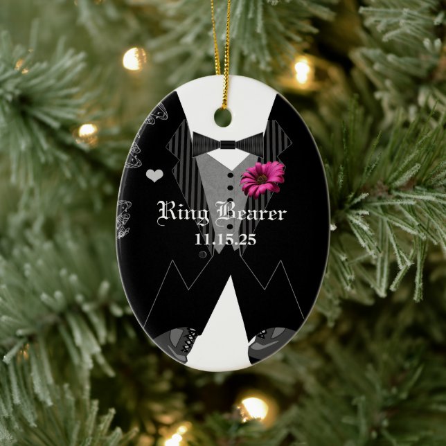 Extravaganter Feet Ring Bearer Hochzeit Weihnachts Keramikornament (Baum)
