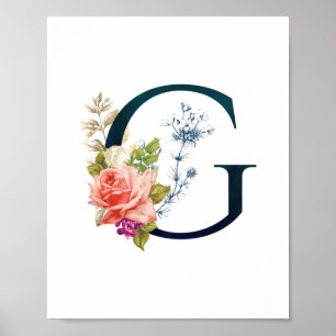 Extravaganter floraler Monogramm Buchstabe G Poster