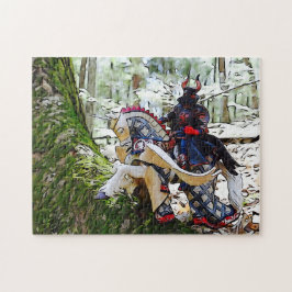 Extravaganter gepanzerter Ritter auf Pegasus