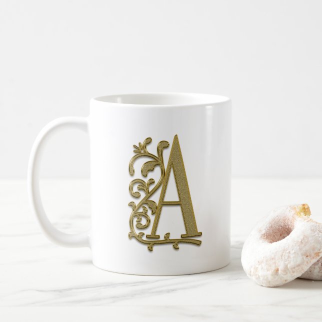 Extravaganter Goldbrief A Monogram-Tasse Kaffeetasse (Mit Donut)