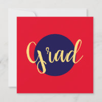 Extravaganter "Grad" Text Navy Blue Red Background