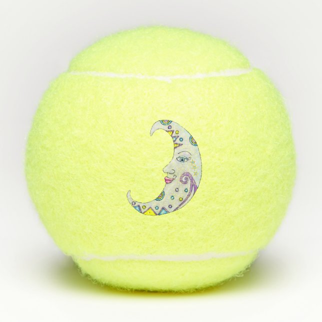 Extravaganter Halbmond Abstrakte, farbenfrohe Form Tennisbälle (Vorderseite)
