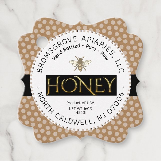 Extravaganter Honey Label Nutrition Tag Kraft Polk (Vorderseite)