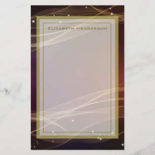Extravaganter Maroon-Hintergrund mit Wispy-Gold-Ak Briefpapier