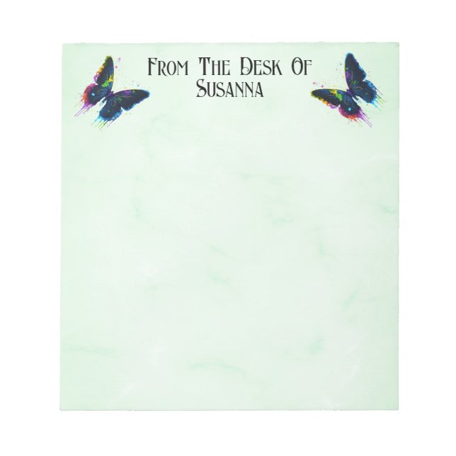Extravaganter, moderner Script Butterfly Personali Notizblock (Vorderseite)