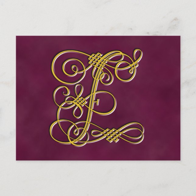 Extravaganter Monogramm-Buchstabe F Postkarte (Vorderseite)