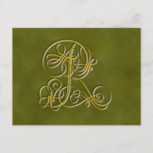 Extravaganter Monogramm-Buchstabe R Postkarte
