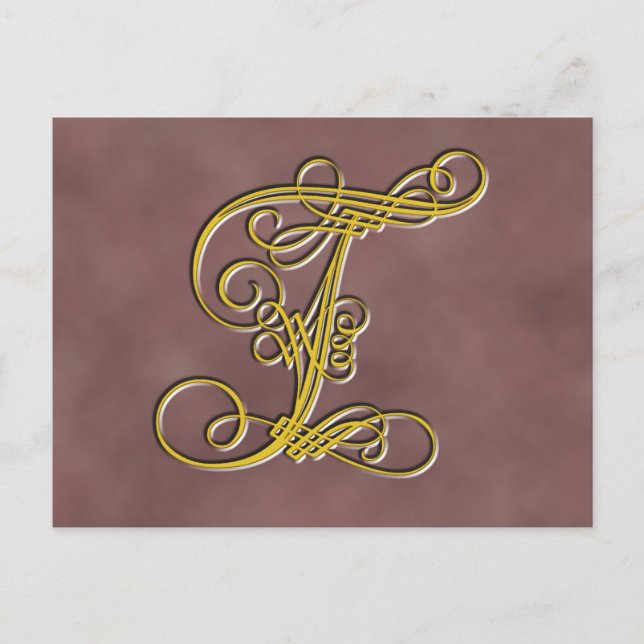Extravaganter Monogramm-Buchstaben T Postkarte (Vorderseite)