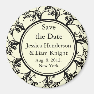 Extravaganter Monogramm-Save the Date Magnet weg