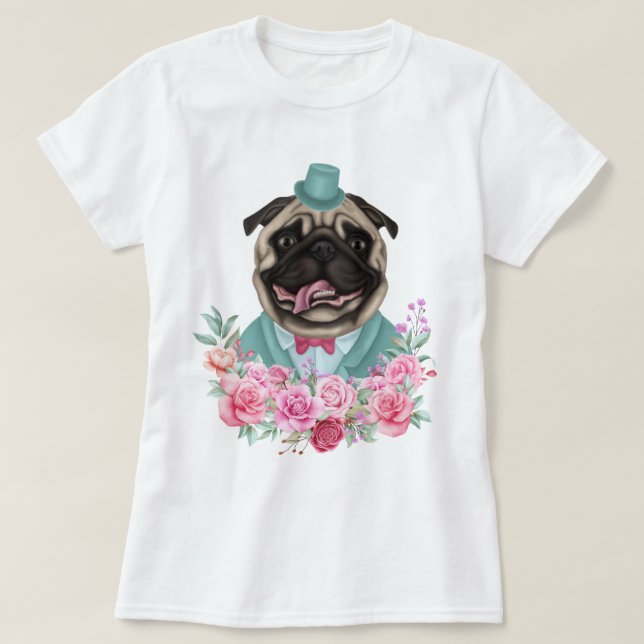 Extravaganter Mops T - Shirt (Design vorne)