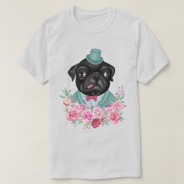 Extravaganter Mops T-Shirt (Design vorne)