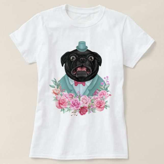 Extravaganter Mops T-Shirt (Design vorne)
