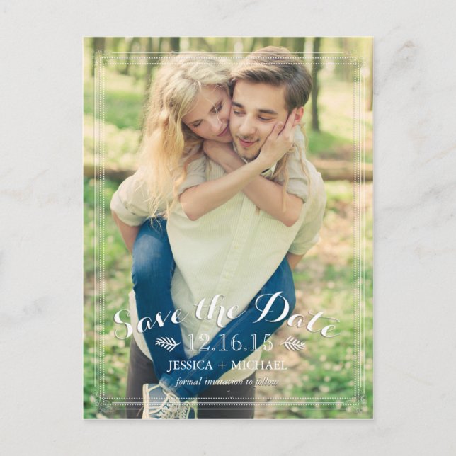 Extravaganter Rahmen Speichern der Datumsankündigu Ankündigungspostkarte (Vorderseite)