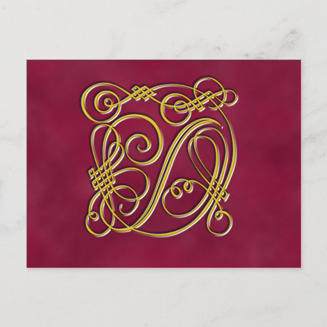 Extravaganter Royal Monogram Letter D Postkarte (Vorderseite)
