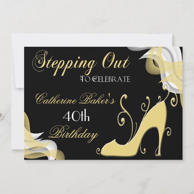 Extravaganter Schuh-40. Geburtstags-Party Einladung (Vorderseite)