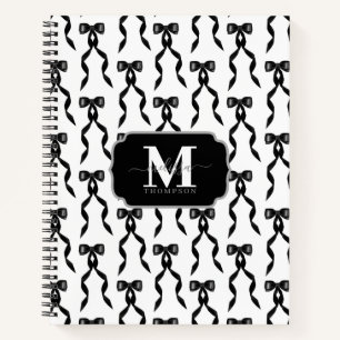 Extravaganter Schwarzer Bogen Mit Monogramm Notizbuch