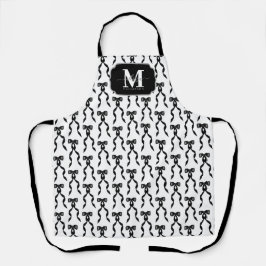 Extravaganter Schwarzer Bogen Mit Monogramm Schürze