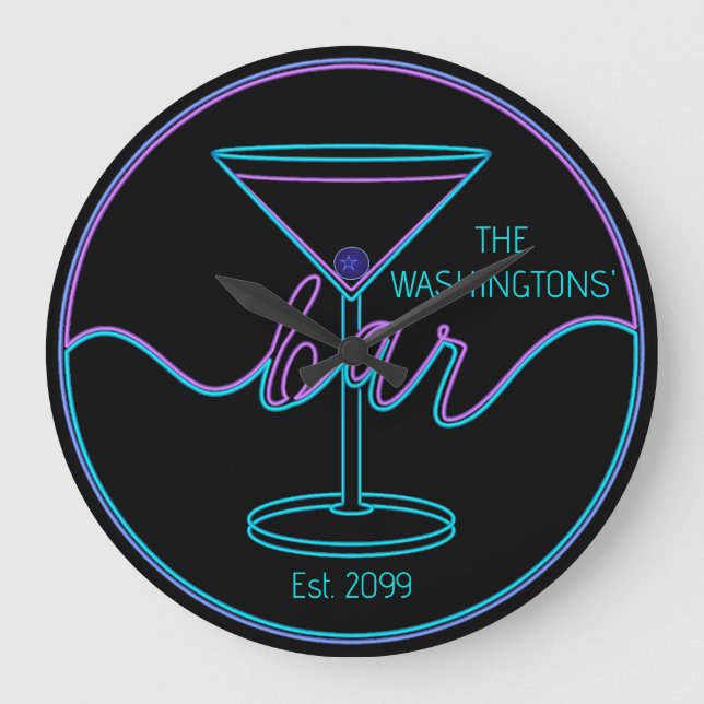 Extravaganter SkriptSpaß Bar Große Wall-Uhr Wanduhr (Vorderseite)