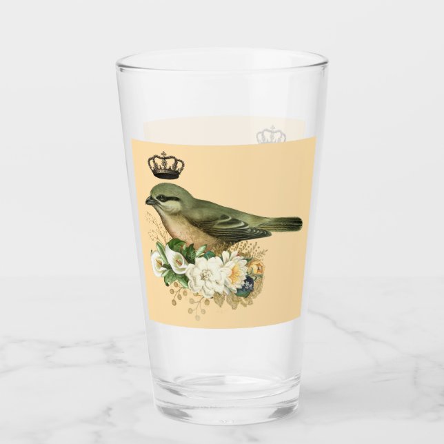 Extravaganter Vogel auf Peach Glas (Vorderseite)