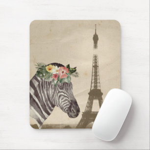 Extravaganter Zebra- und Eiffelturm Mousepad
