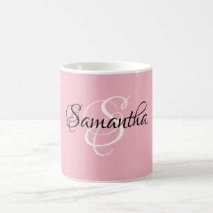 Extravagantes, benutzerdefiniertes rosa Farbmonogr Kaffeetasse