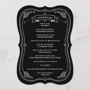 Extravagantes Chalkboard Vintage Hochzeitsprogramm Programm