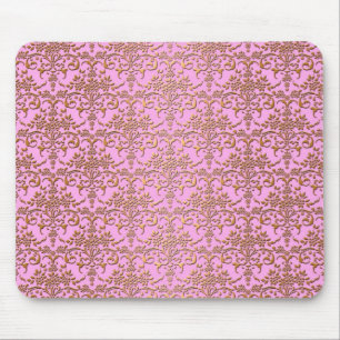 Extravagantes Damaskus-Muster in Rosa und Gold Mousepad