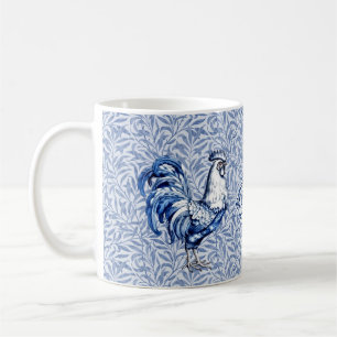 Extravagantes Delft-Blau-Weiß-Roster-Huhn Kaffeetasse