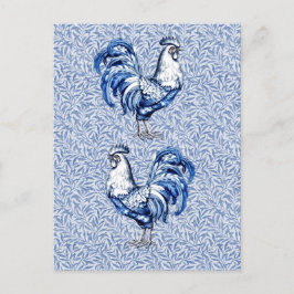 Extravagantes Delft-Blau-Weiß-Roster-Huhn Postkarte