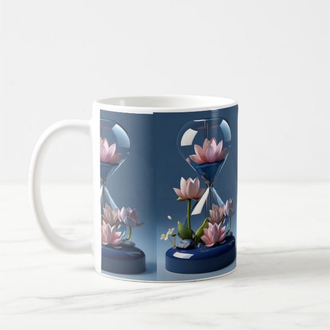 Extravagantes Design bedruckte Luxus-Blume blaue T Kaffeetasse (Links)