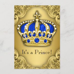 Extravagantes Duschen-Blau und Gold Prinz-Baby Einladung