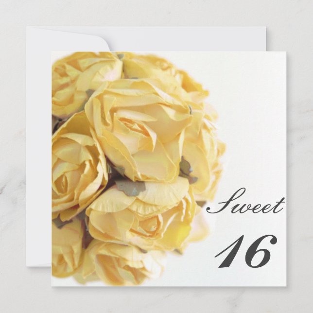 Extravagantes gelbes Rosen-16. Einladung (Vorderseite)