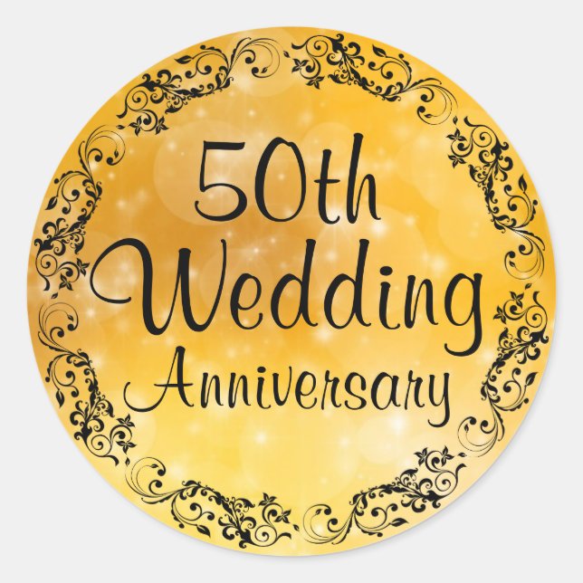 Extravagantes Gold 50. Hochzeitsticker-Siegel Runder Aufkleber (Vorderseite)