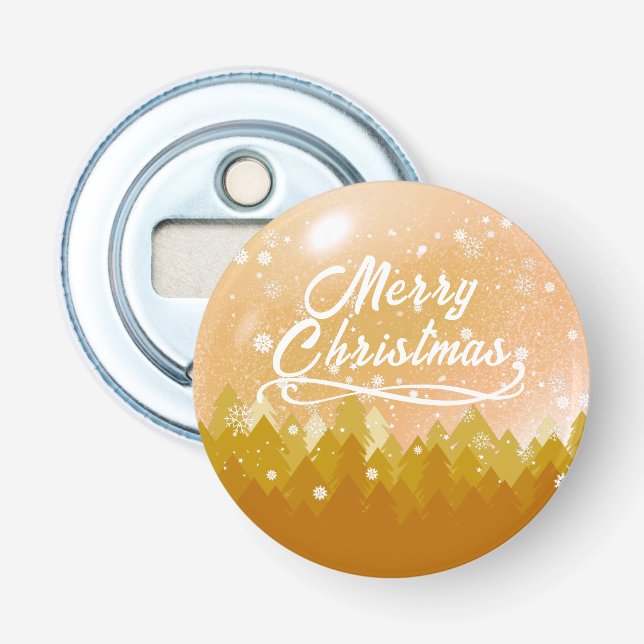 Extravagantes Gold Friedlich Snow Forest Frohe Wei Flaschenöffner (Vorderseite)