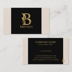 Extravagantes Gold Letter B Monogramm auf Schwarz  Visitenkarte