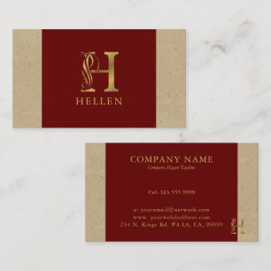 Extravagantes Gold Letter H Monogramm auf Rot und  Visitenkarte