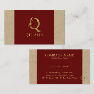 Extravagantes Gold Letter Q Monogramm auf Rot und  Visitenkarte