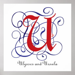 Extravagantes Gothic Caps Letter U, 300dpi PNG Pos Poster