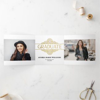 Extravagantes Graduate Multi Foto Dreifach Gefaltete Ankündigung