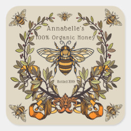Extravagantes Honiglabel Quadratischer Aufkleber