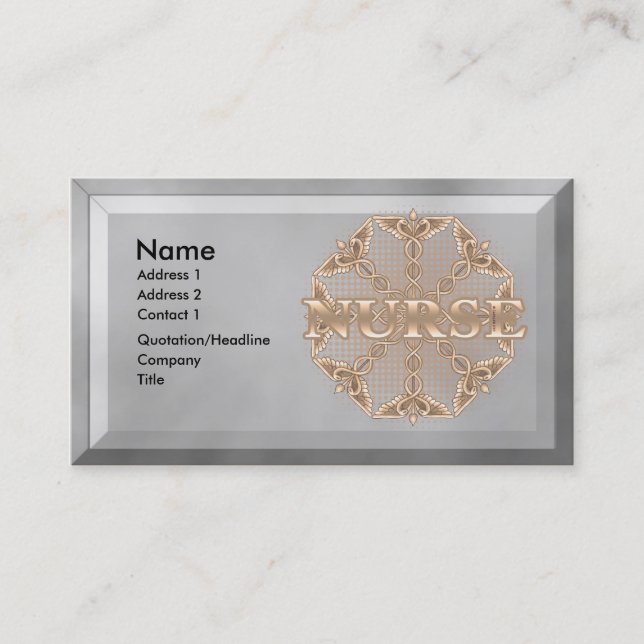Extravagantes Kupfer Caduceus RN Nurse Visitenkarte (Vorderseite)