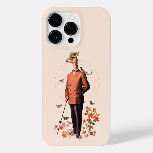 EXTRAVAGANTES LLAMA-TIER IN BLUME UND SCHALTFLÄDEN iPhone 14 PRO MAX  HÜLLE (Rückseite)